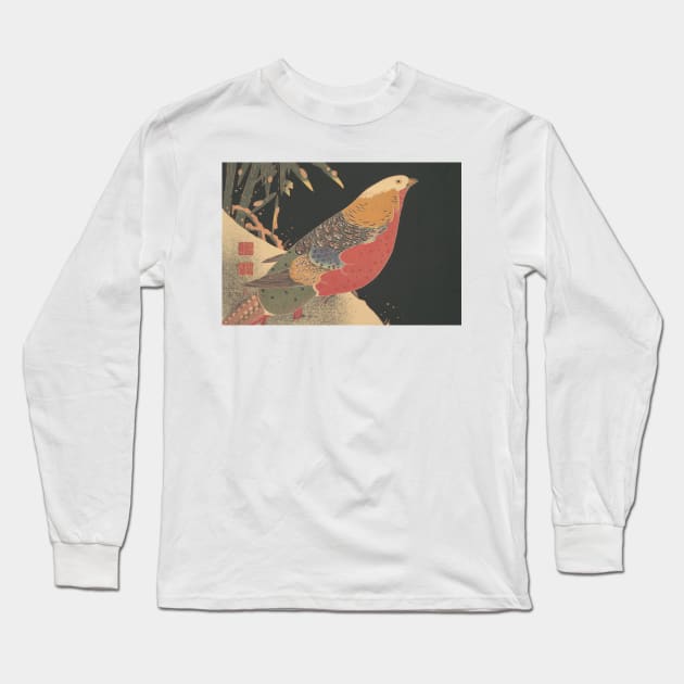 Golden Pheasant in the Snow by Ito Jakuchu Long Sleeve T-Shirt by Classic Art Stall